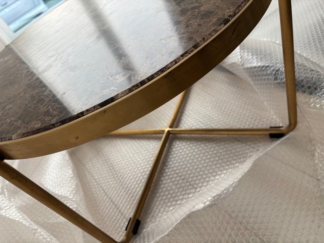 本日21時まで特価！クラッシュゲート 大理石 円形テーブル