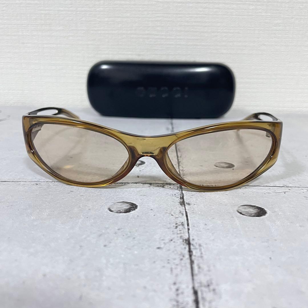 美品　グッチ　1487 インターロッキング　サイドロゴ　GGロゴ　サングラス　茶