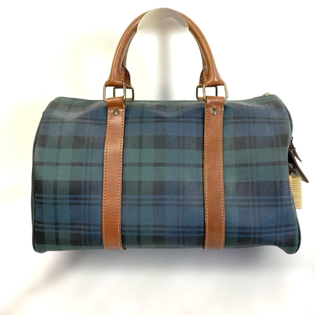 + POLO RALPH LAUREN ミニボストンバッグ チェック 緑 PVC