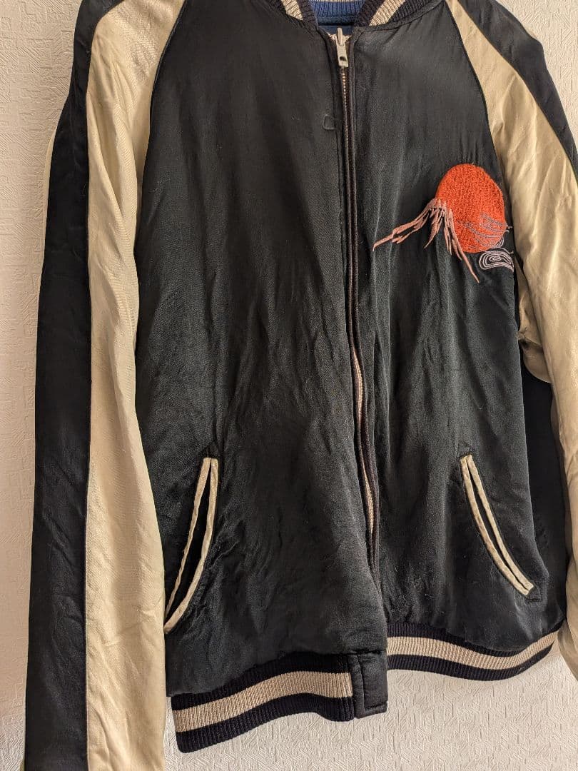 satori リバーシブルスカジャン 青 黒 白虎と鷹