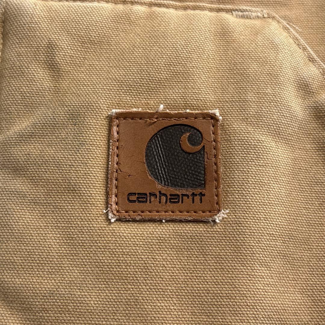 00's■USA製■carhartt【XL】ダックベスト 腰ゴム ベージュ