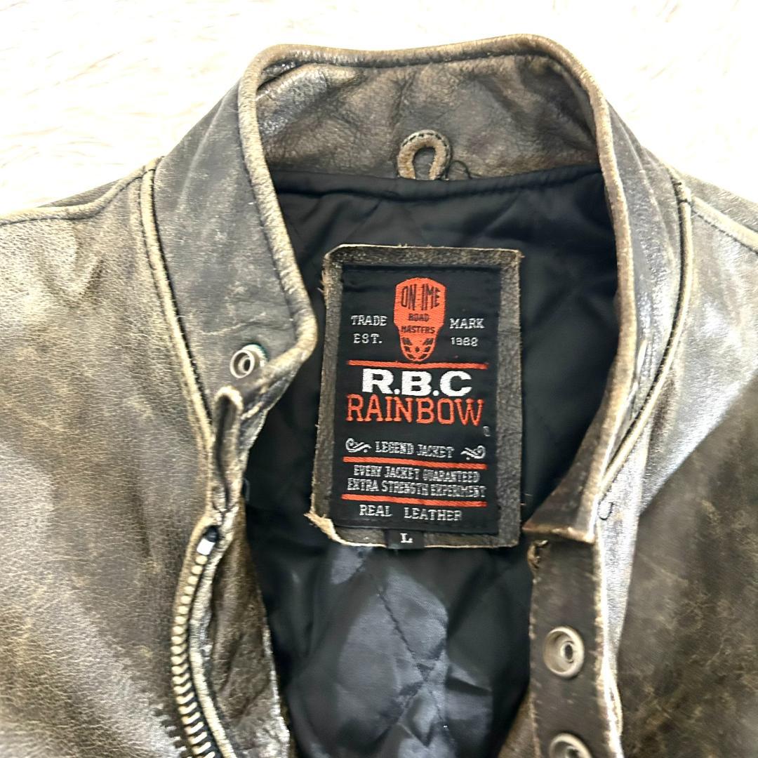 レザージャケット シングルライダース 本革 RAINBOW RBC メンズ L
