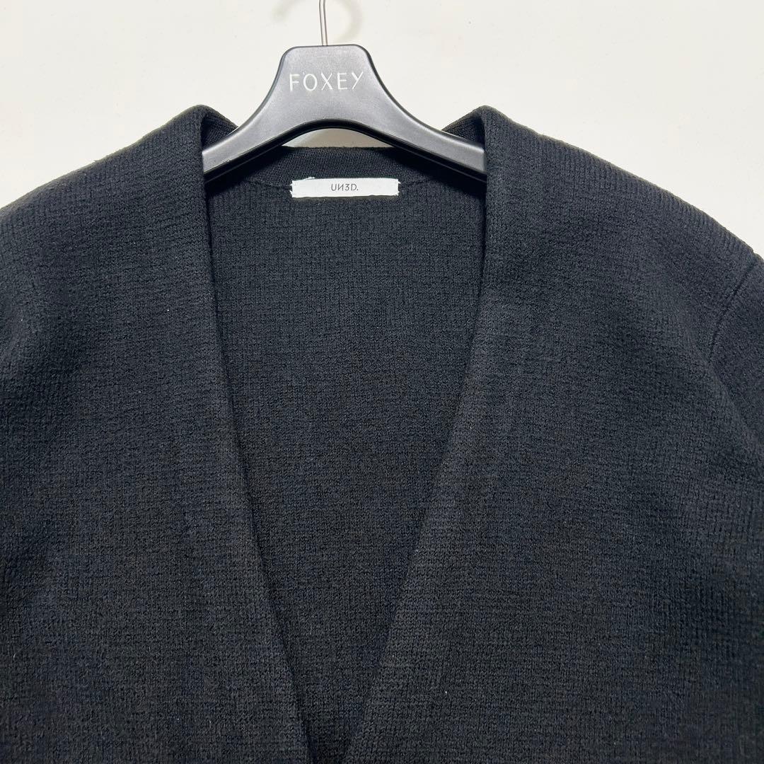 美品✨UN3D. ウールロングカーディガン ラクーンファースリーブ 黒 38