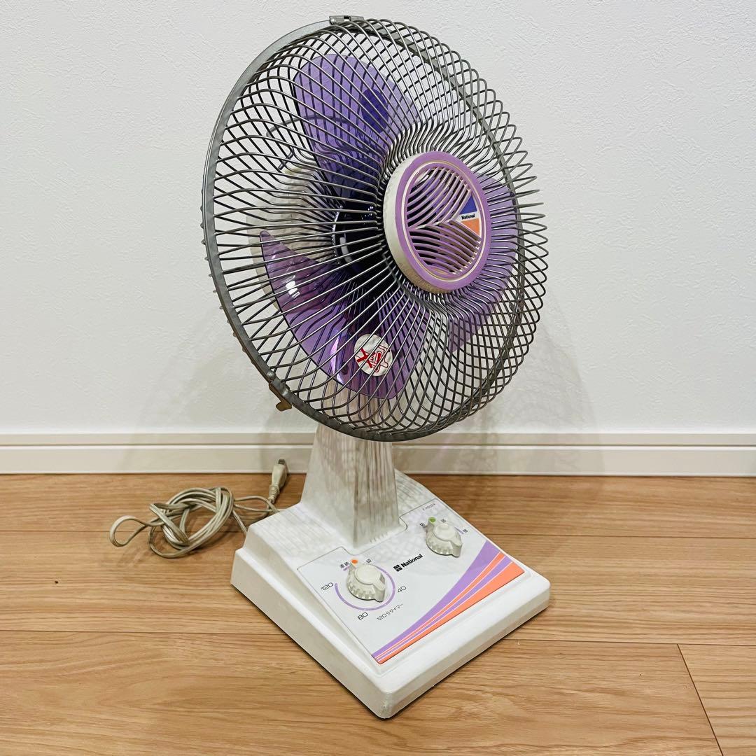 昭和レトロ ナショナル F-R252A 25cm レトロ扇風機 当時物 パープル