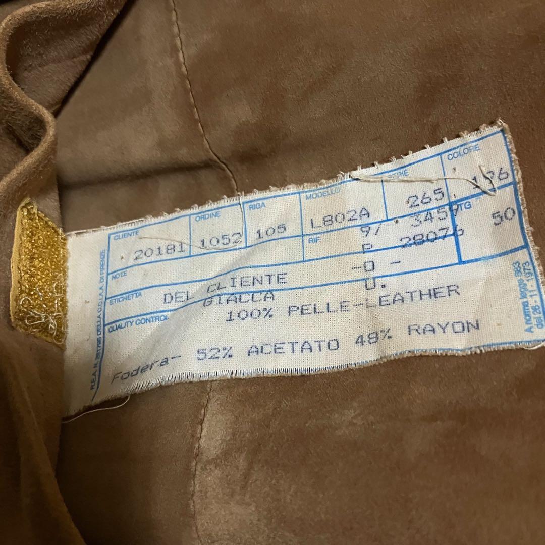 至高の一着。70sヴィンテージ イタリア製 リアルスエードレザーコート 茶 L