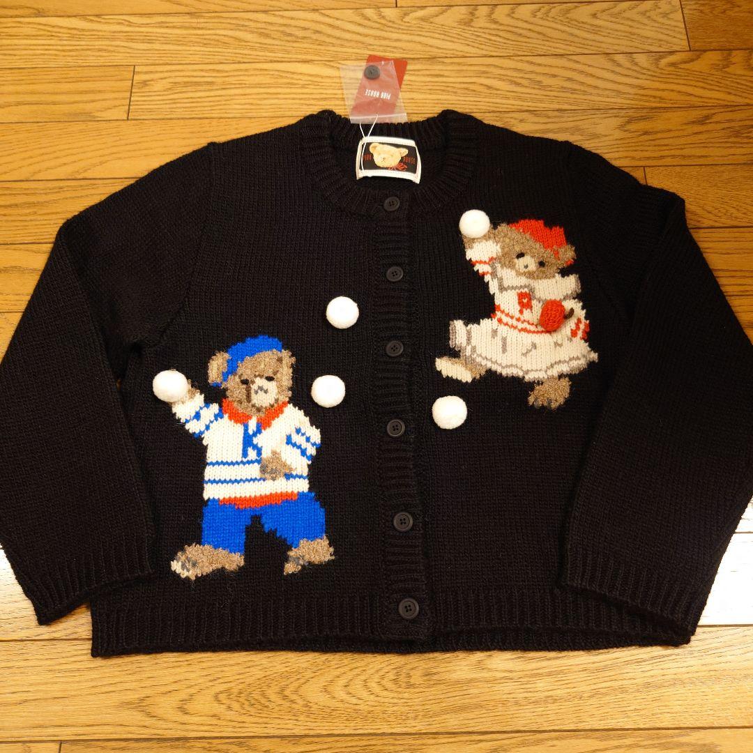 ピンクハウス　クマの編み込みデザイン カーディガン