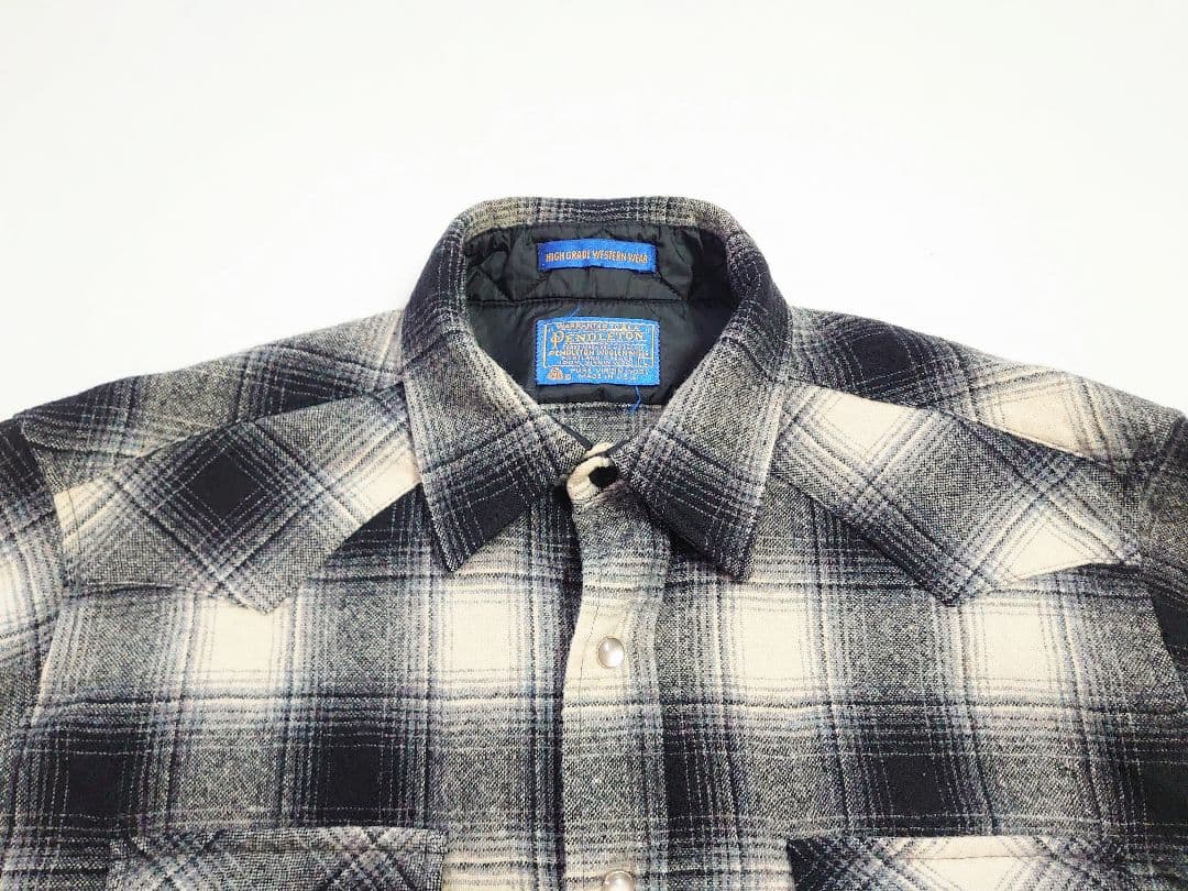 70s ペンドルトン 黒白 オンブレチェック シャドーチェック