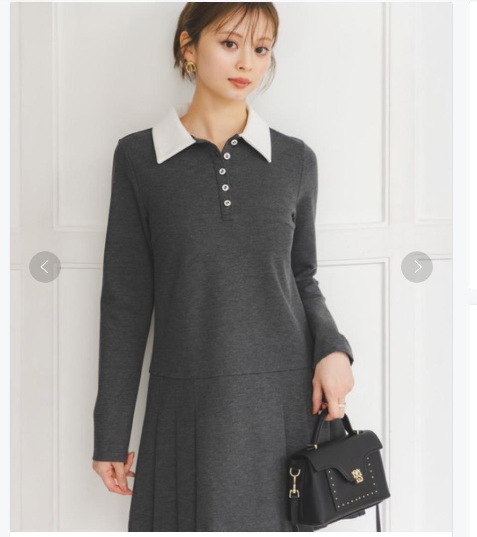 SNIDEL スナイデル　衿つきプリーツカットミニワンピース　グレー