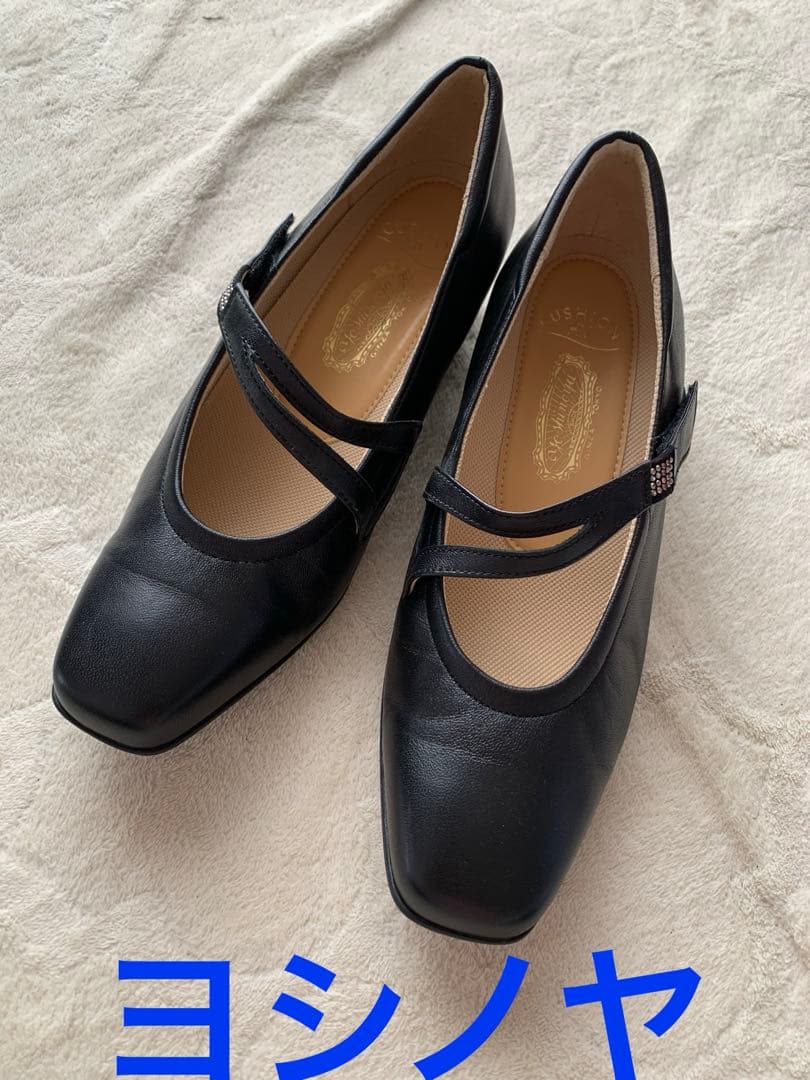 未使用　銀座ヨシノヤ　黒　メリージェーン　23.5