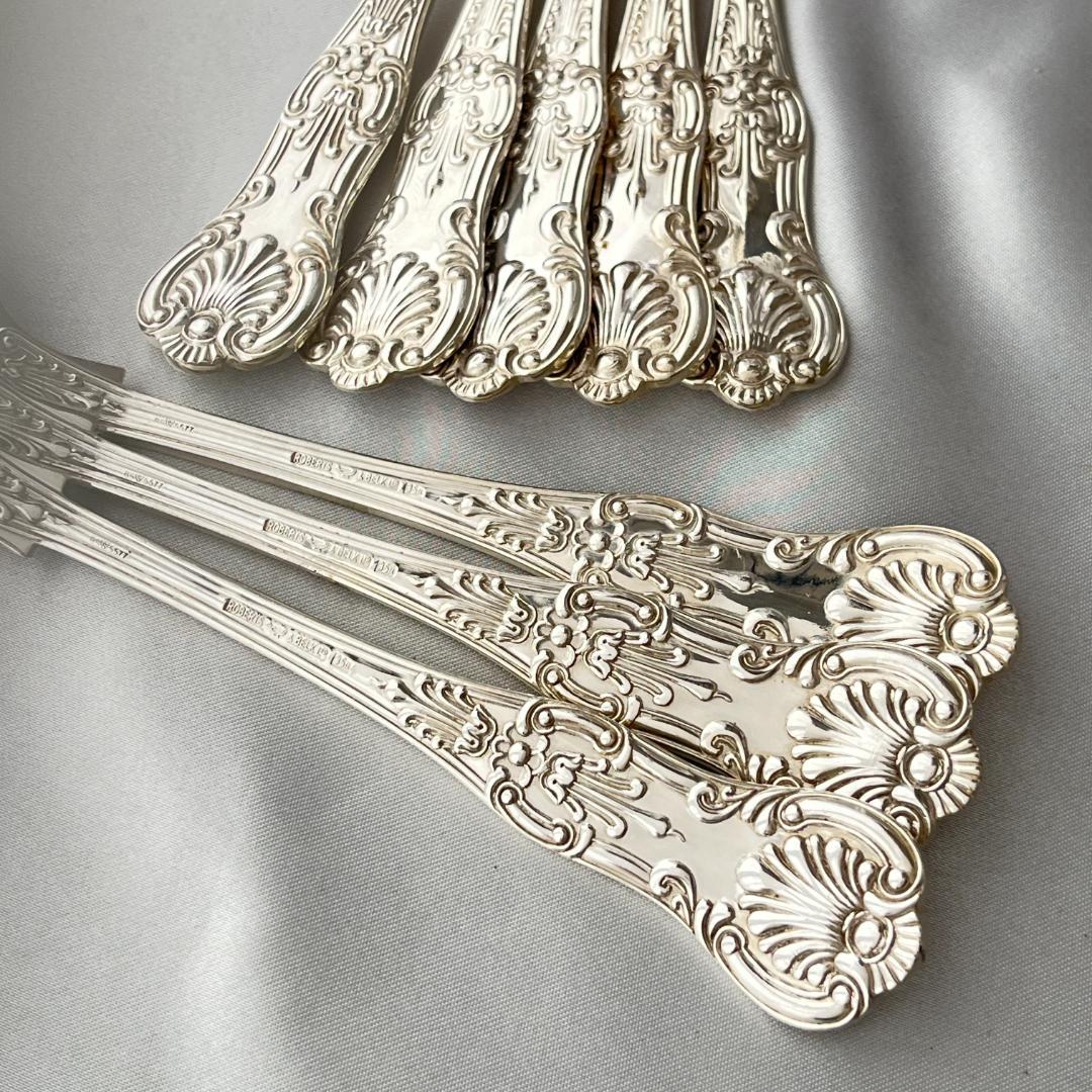 【Roberts & Belk】 クイーンズパターン コンソメスプーン 8本