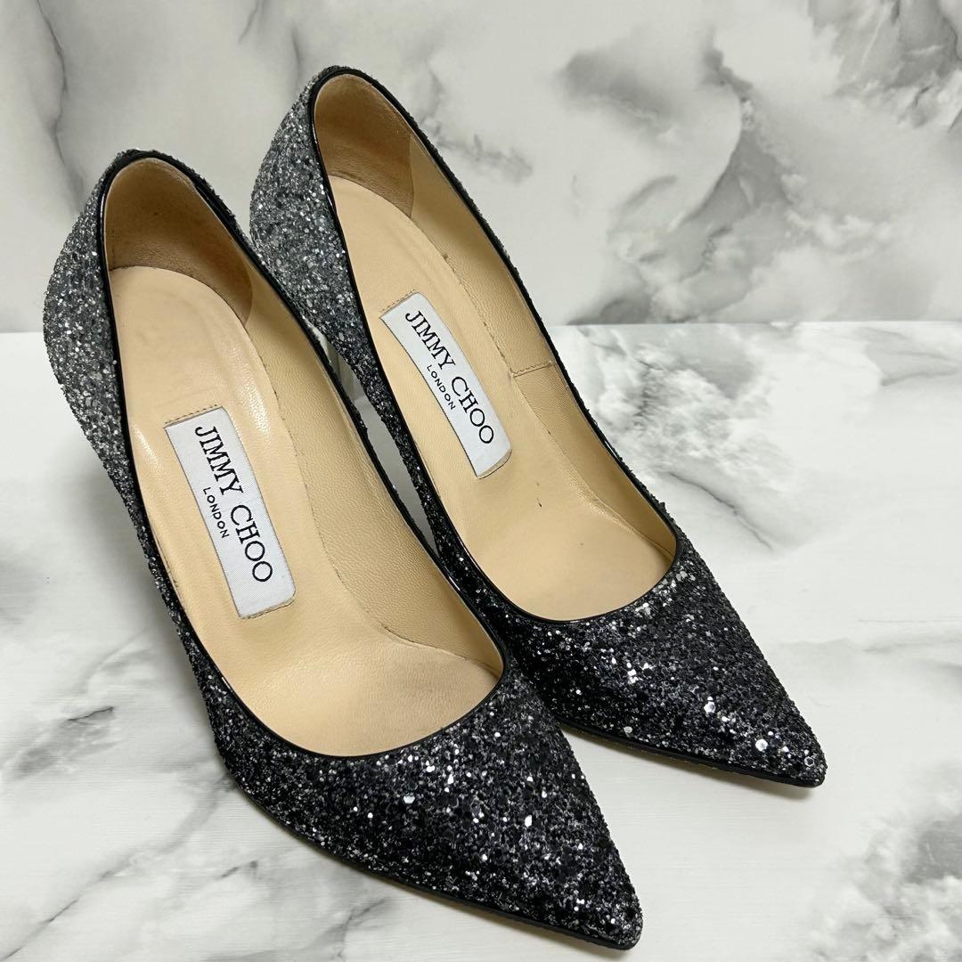 【美品】JIMMY CHOO ジミーチュウ グリッター パンプス ラメ 22cm