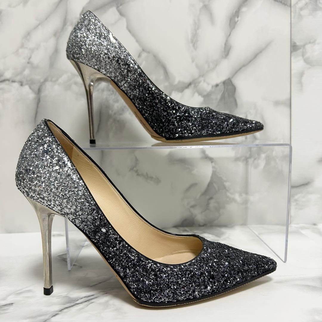 【美品】JIMMY CHOO ジミーチュウ グリッター パンプス ラメ 22cm