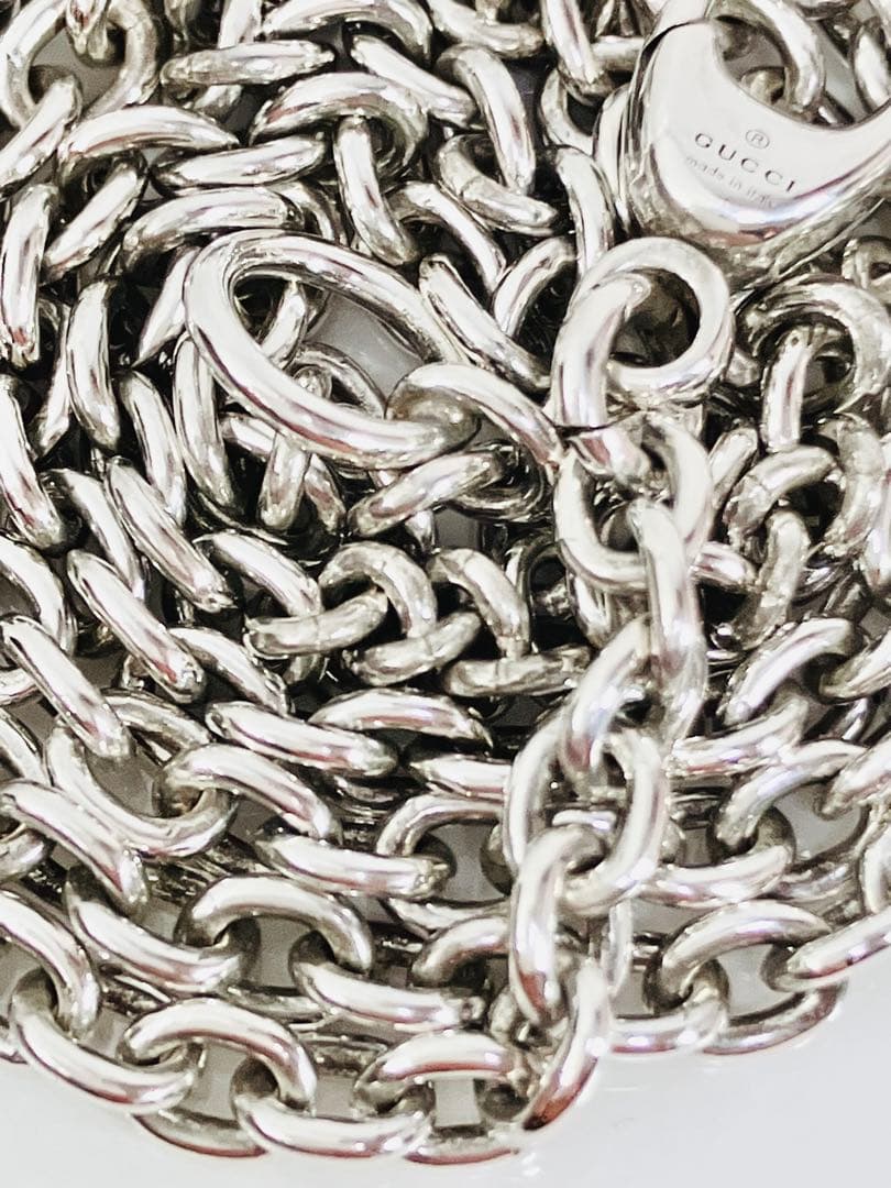 【超美品】GUCCI オーバルチェーン ネックレス 男女兼用　SV925