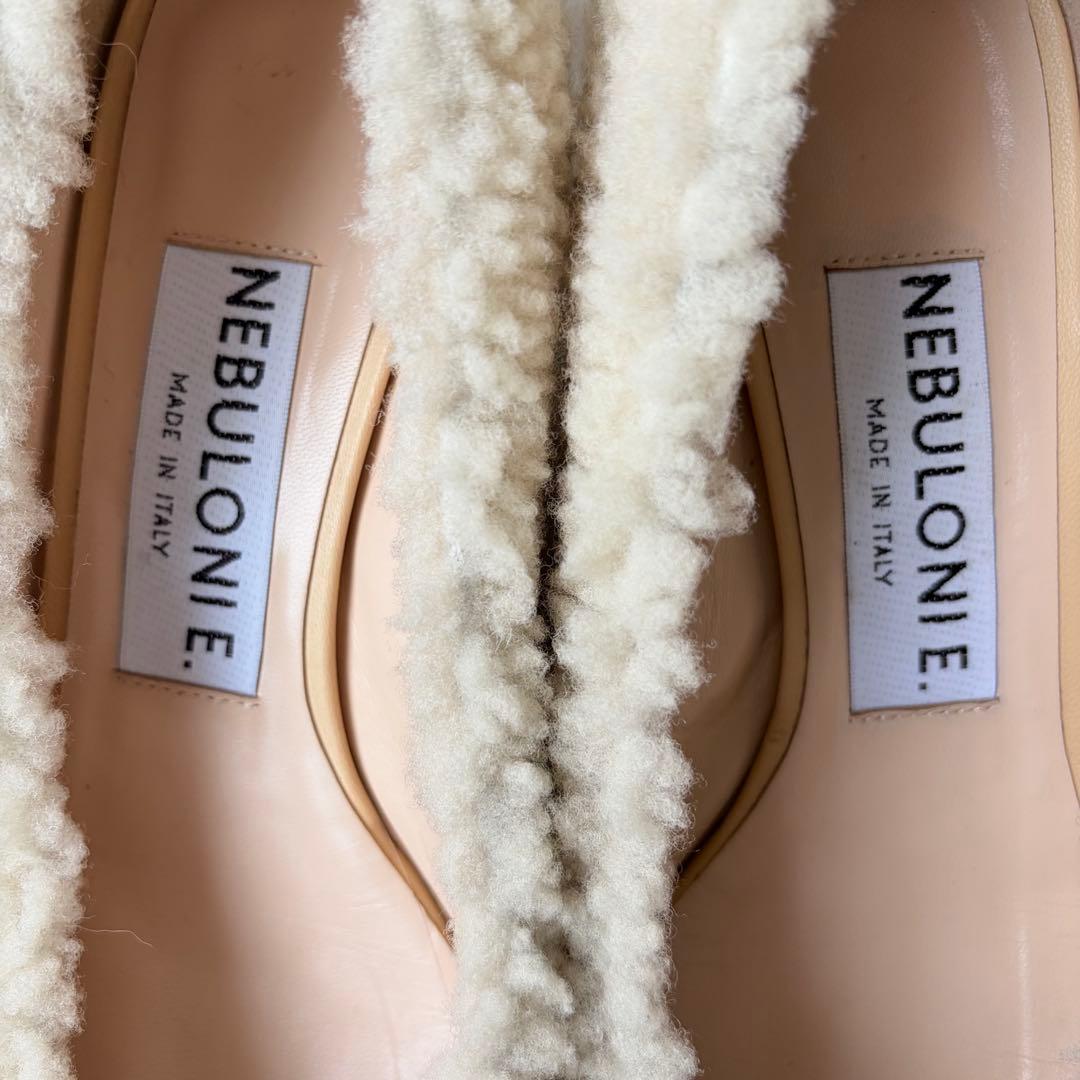 NEBULONI E. ネブローニ ムートン ボア パンプス ウエッジ 37