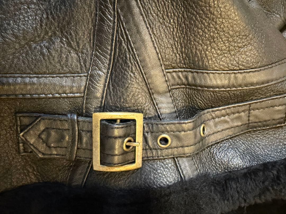 美品★ムートン　ラム　羊皮　B-3フライトジャケット　ブラック　L メンズ