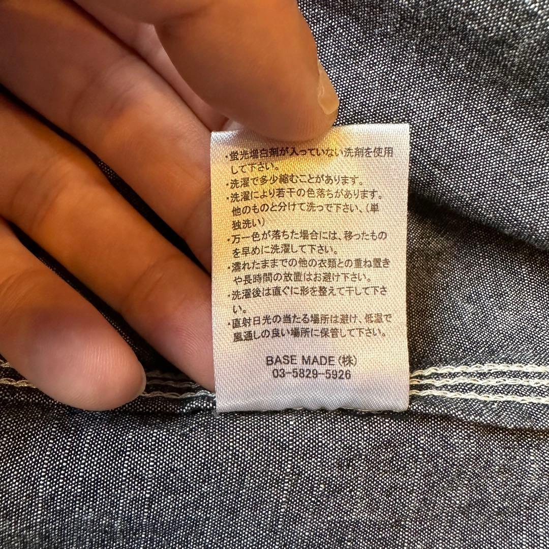 希少 BIG MIKE 猫目ボタン マチ付き ブラックシャンブレー 長袖シャツ