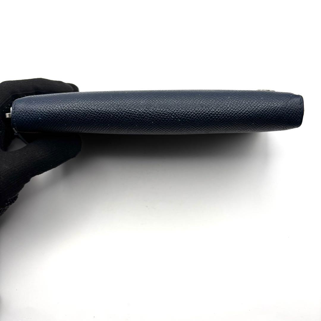 ブルガリ 長財布 サークル ロゴ ラウンドファスナー ネイビー レザー RFID