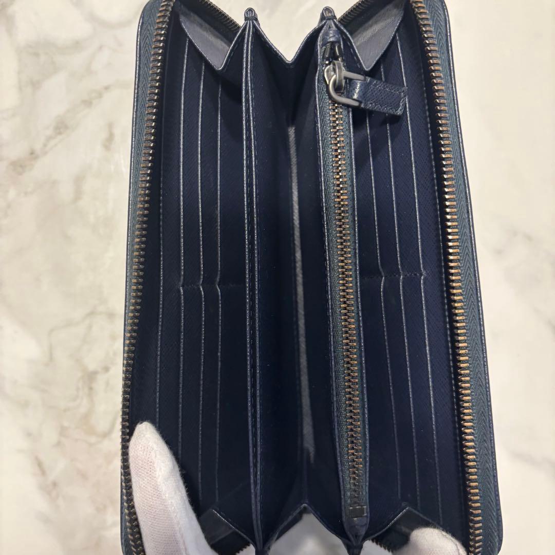 PRADA プラダ サフィアーノ メンズ 長財布／レザー ネイビー