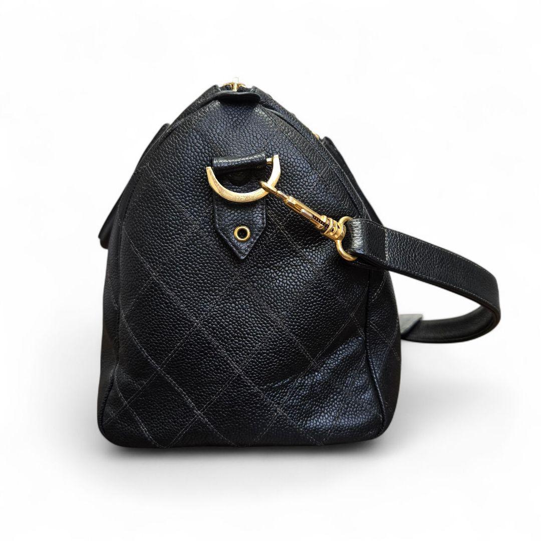 シャネル ビコローレ キャビアスキン 2way ミニ ボストンバッグ ブラック