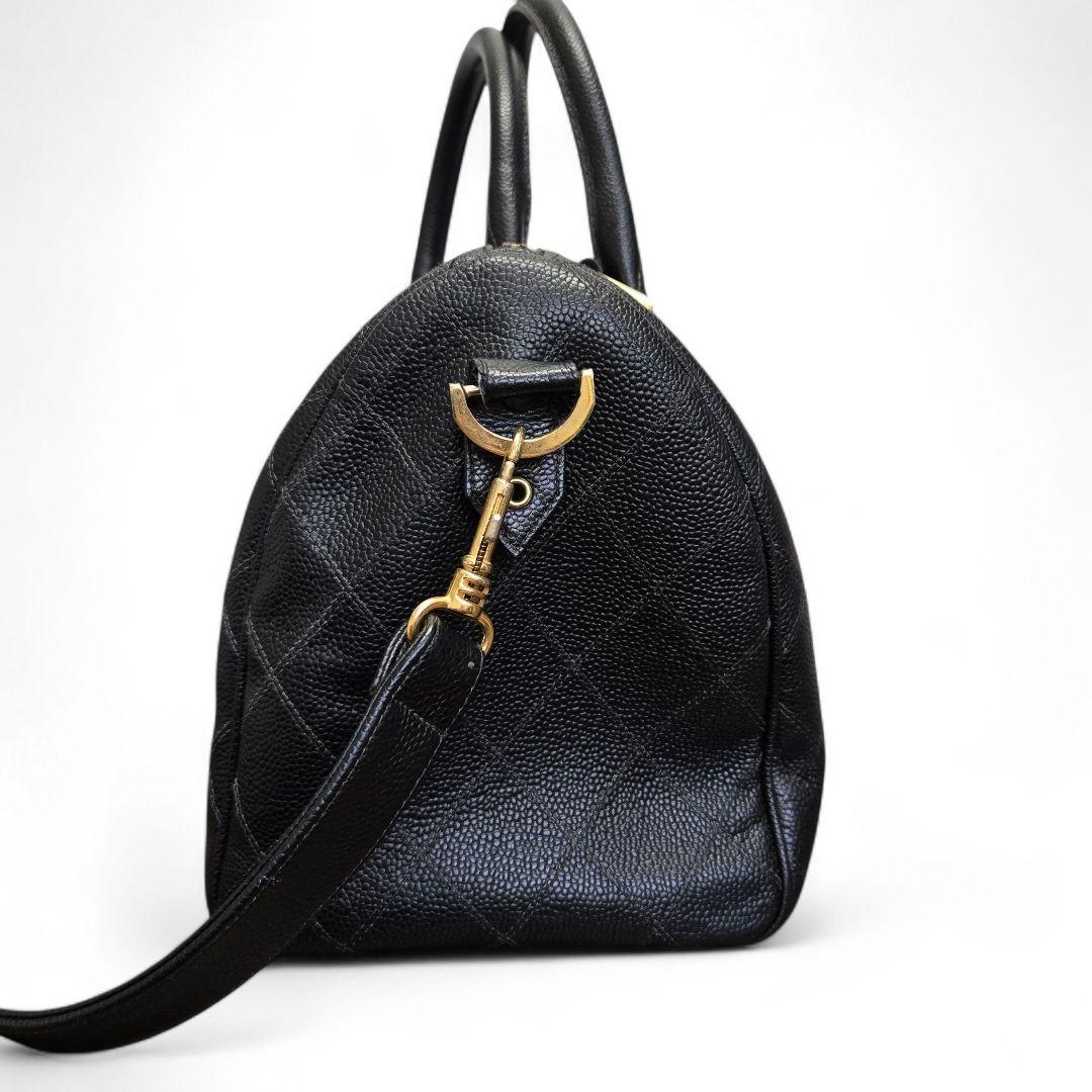 シャネル ビコローレ キャビアスキン 2way ミニ ボストンバッグ ブラック