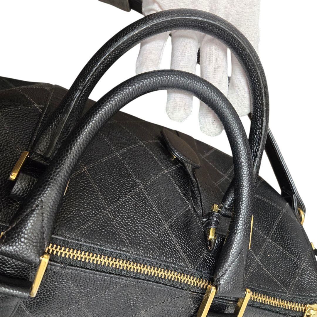 シャネル ビコローレ キャビアスキン 2way ミニ ボストンバッグ ブラック