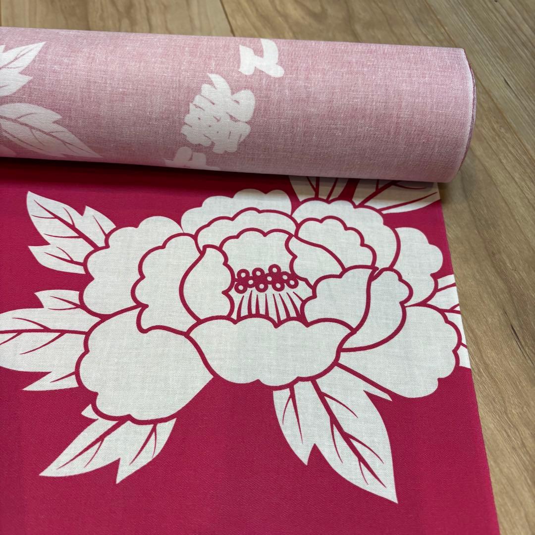 超美品　綿　浴衣　反物　リメイク　ハンドメイド　ピンク　伊勢ヶ濱　相撲　大相撲
