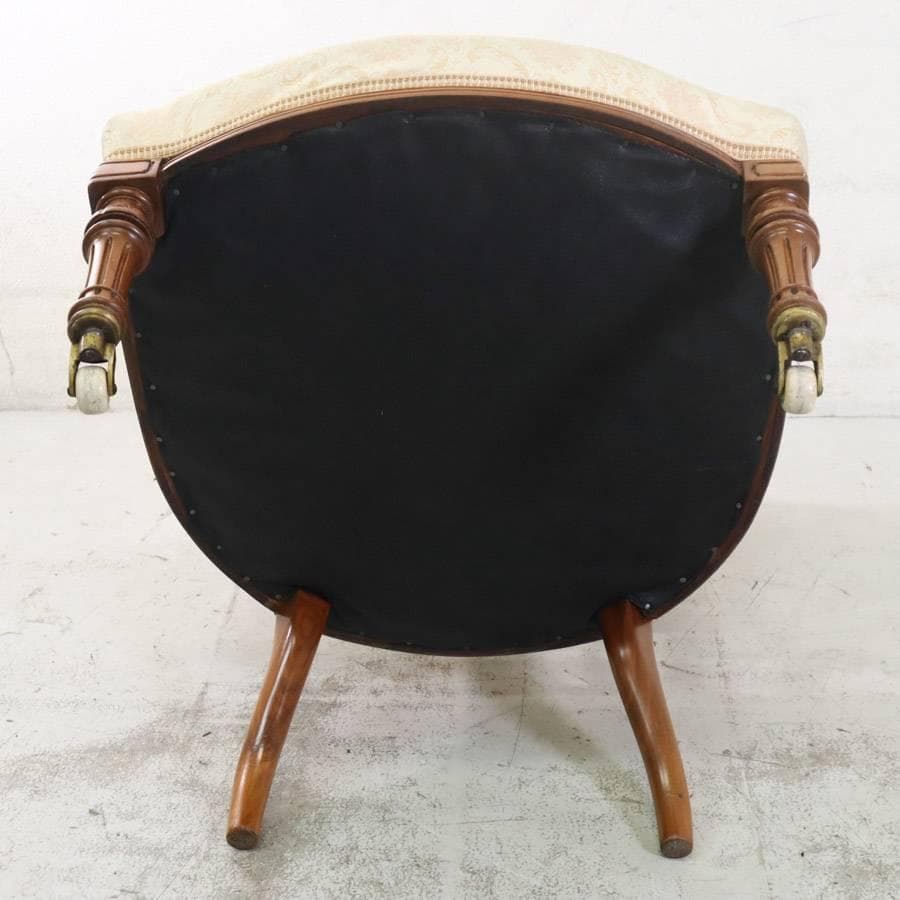 英国アンティーク ナーシングチェア アイボリー系 キャスター付き ラウンジチェア