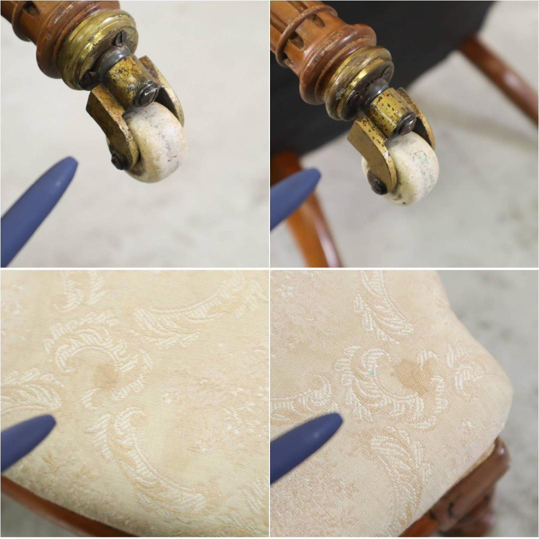 英国アンティーク ナーシングチェア アイボリー系 キャスター付き ラウンジチェア