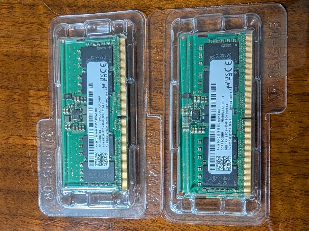 DDR5 SO-DIMM 8GB ×2枚（計16GB）