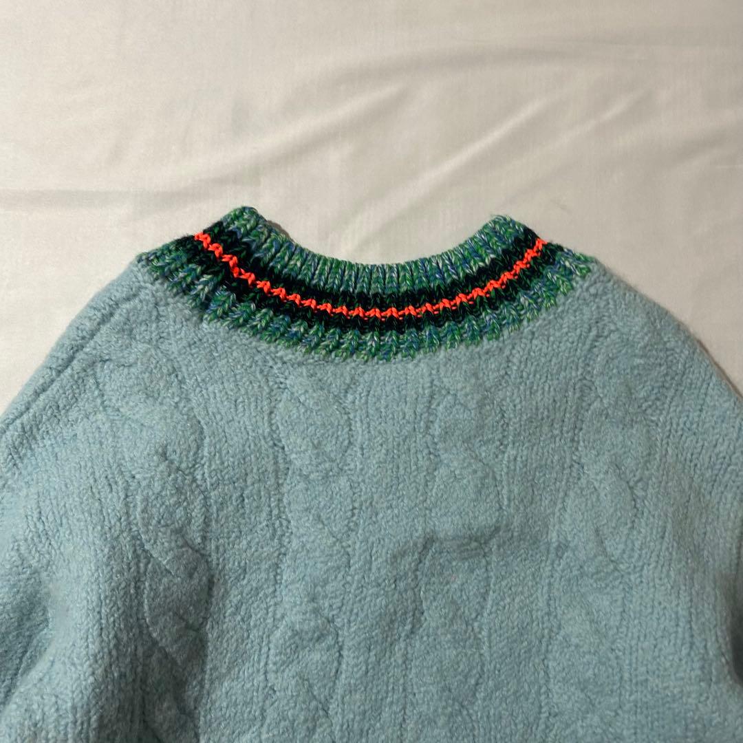 完売品 Lacoste デコラティブリブニットチルデンセーター ウール ロゴあり