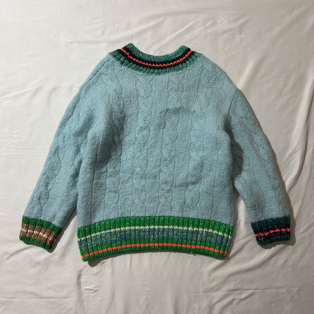 完売品 Lacoste デコラティブリブニットチルデンセーター ウール ロゴあり