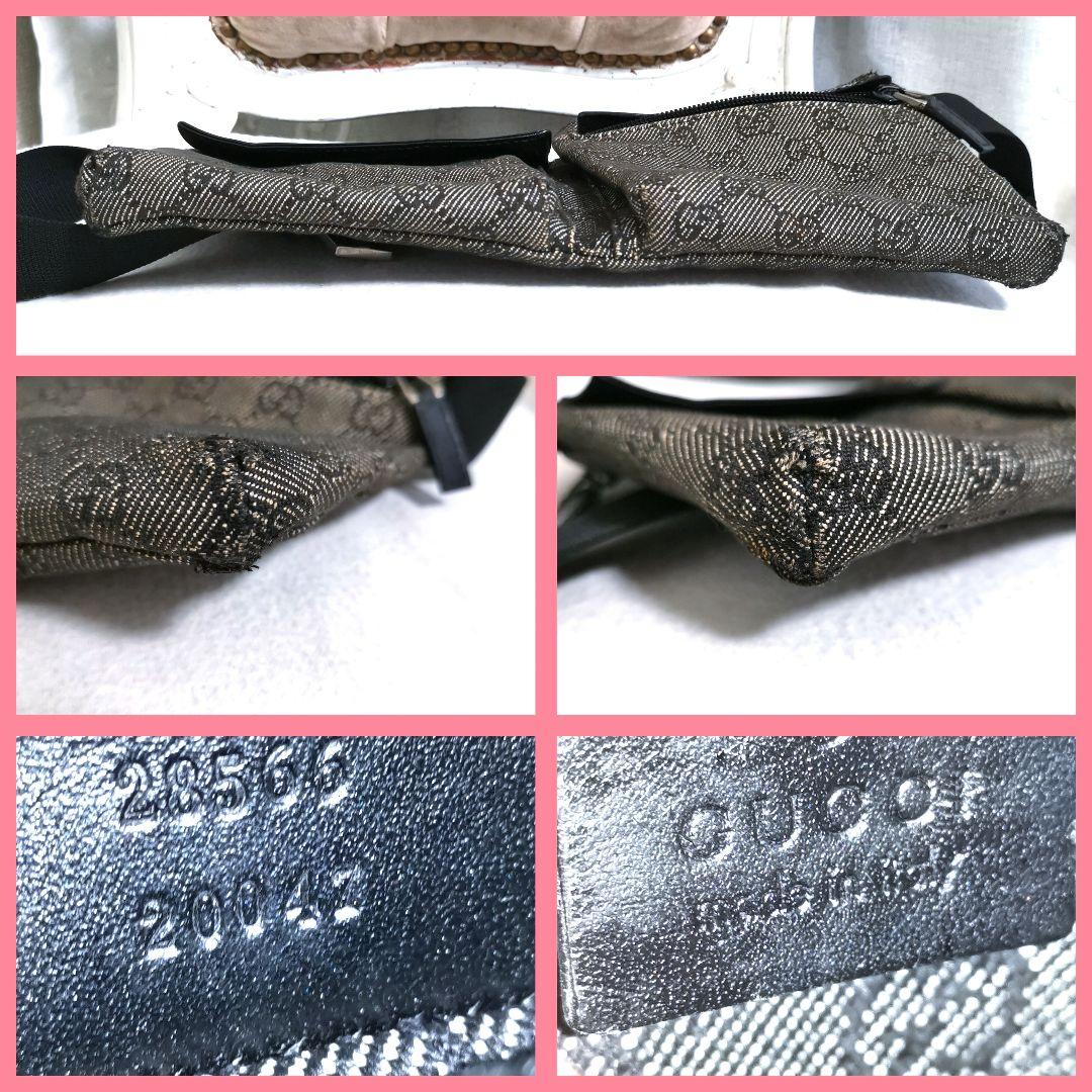 【良品】GUCCIグッチ ボディバッグ斜めがけショルダーバッグGG柄 鑑定済!