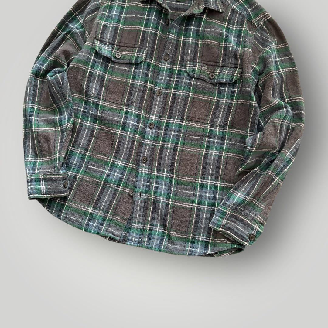 美品00s ウールリッチ　チェックシャツ ネルシャツ グレー グリーン M L