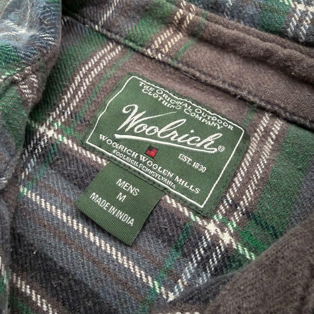 美品00s ウールリッチ　チェックシャツ ネルシャツ グレー グリーン M L