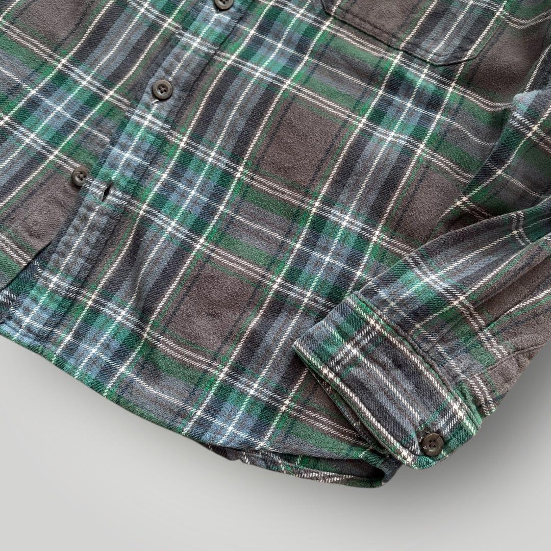 美品00s ウールリッチ　チェックシャツ ネルシャツ グレー グリーン M L