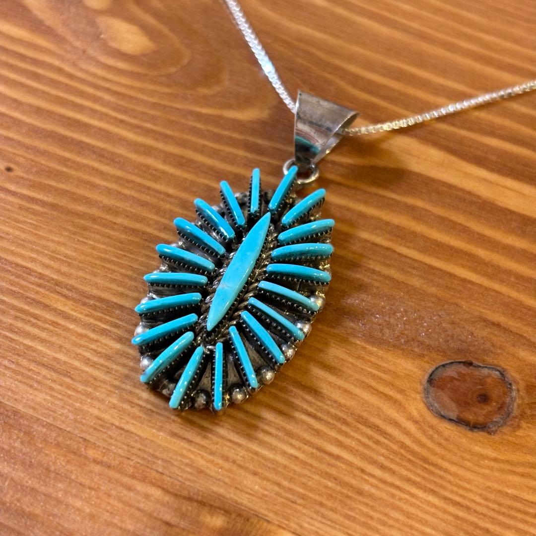 【希少】 ズニ族 ZUNI ネックレス　ターコイズ　シルバー　アーティスト作品