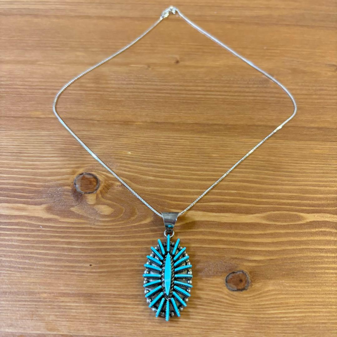 【希少】 ズニ族 ZUNI ネックレス　ターコイズ　シルバー　アーティスト作品