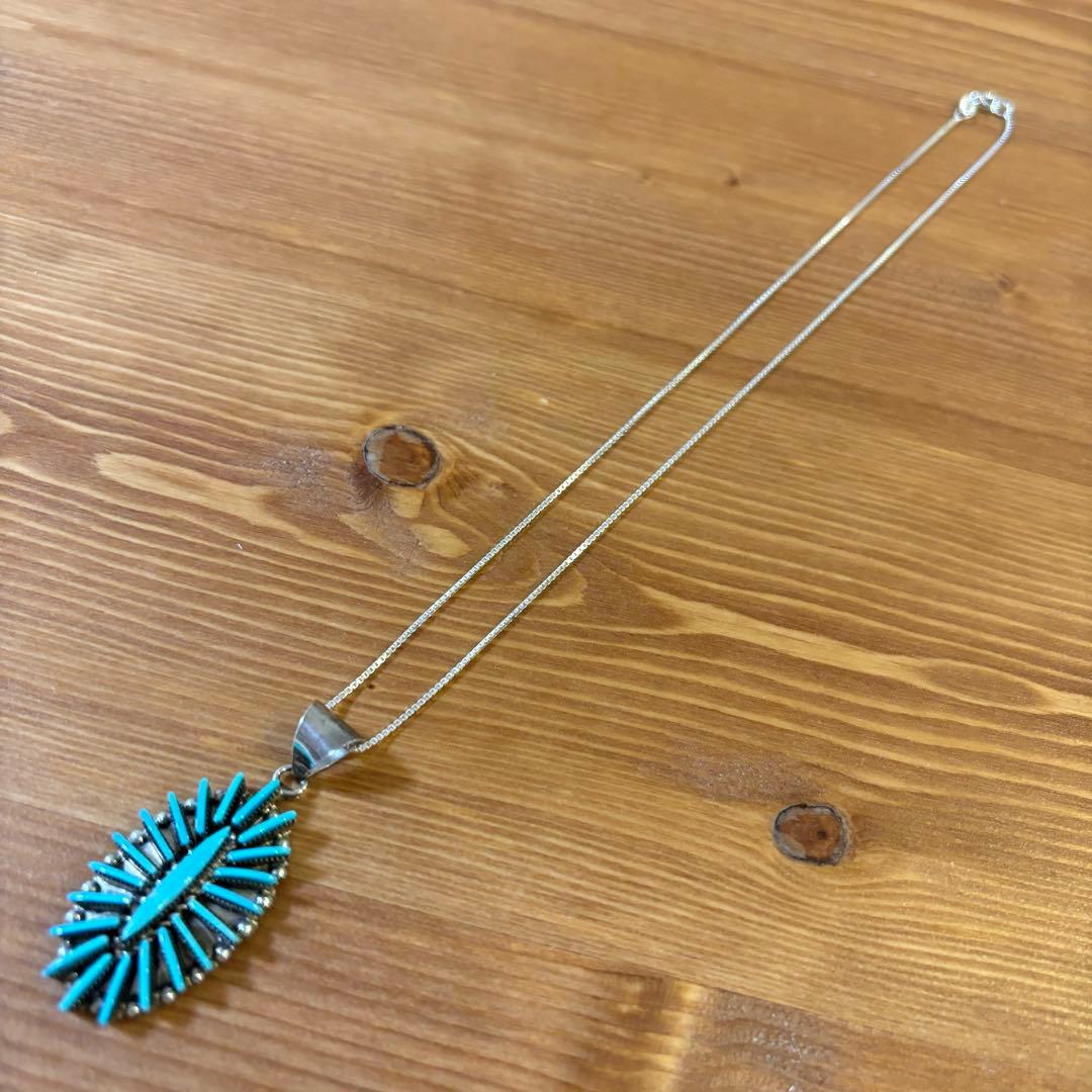 【希少】 ズニ族 ZUNI ネックレス　ターコイズ　シルバー　アーティスト作品