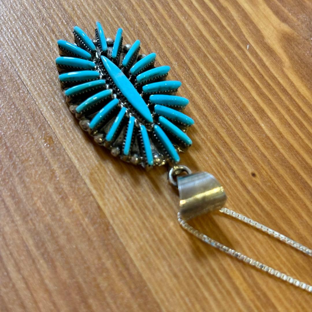 【希少】 ズニ族 ZUNI ネックレス　ターコイズ　シルバー　アーティスト作品