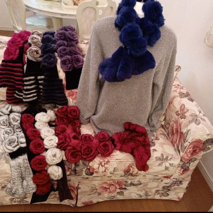 kaokao アレクサンドルドゥパリ 薔薇バレッタ＆高級レッキス薔薇ファー