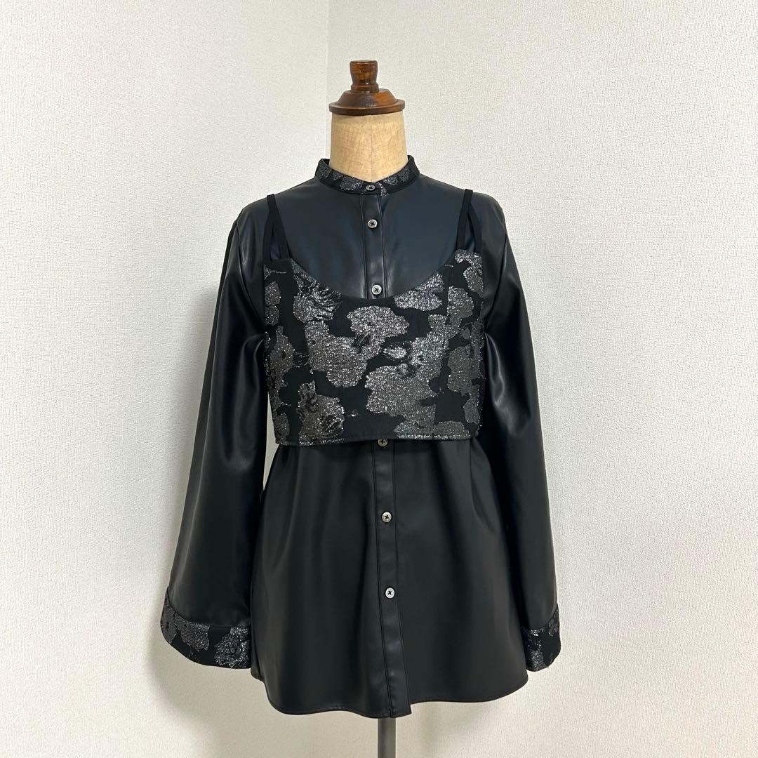 【美品】HARE 2Pビスチェ　イソザイチュニックシャツ &ビスチェセット　黒