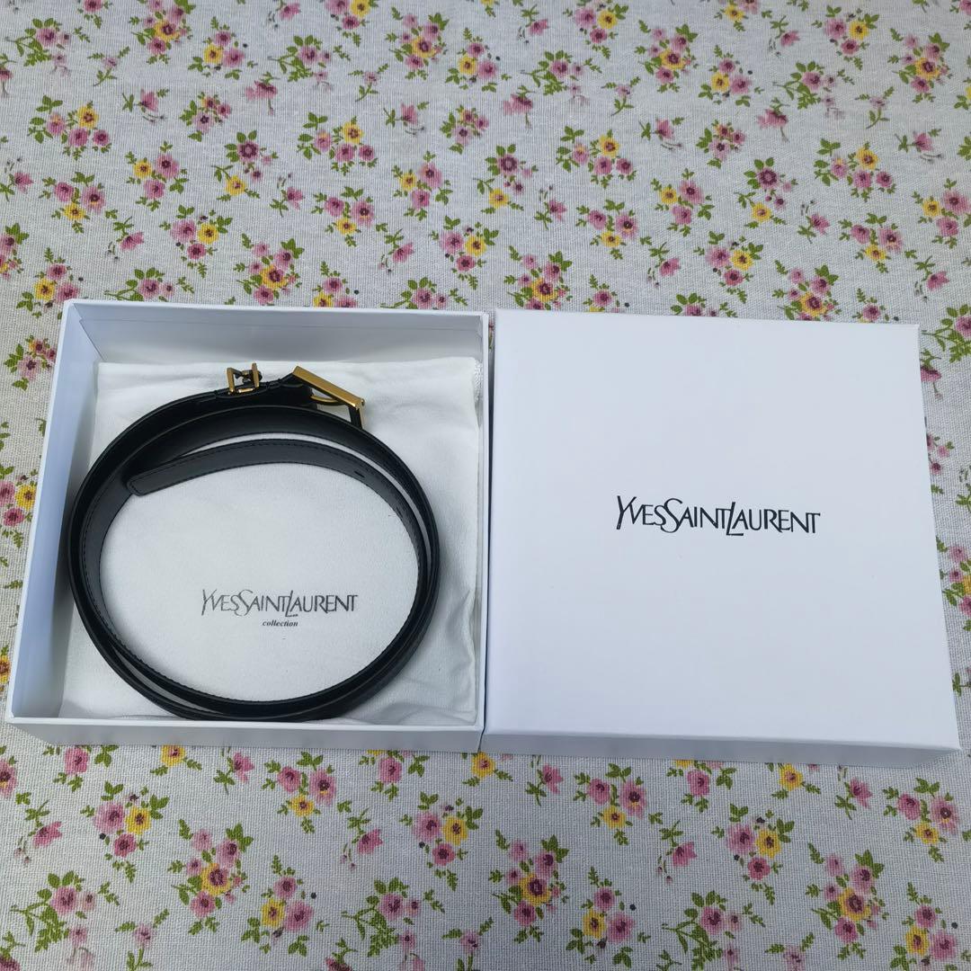 【SAINT LAURENT】YSLモノグラムロゴ レザーベルト 95cm