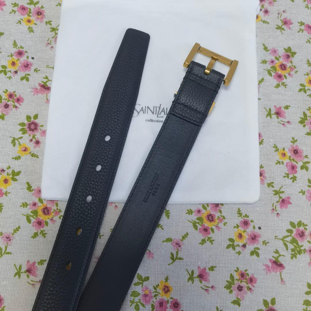 【SAINT LAURENT】YSLモノグラムロゴ レザーベルト 95cm
