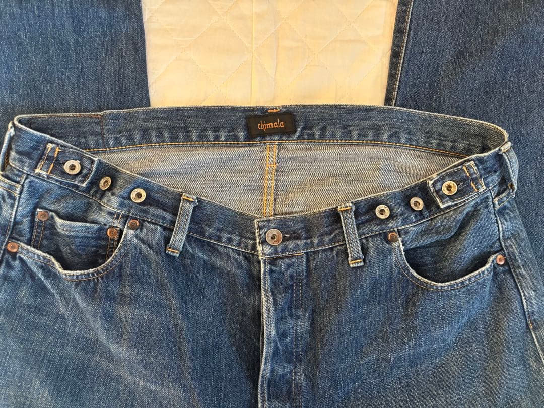 chimala チマラ Big denim adjustable pants