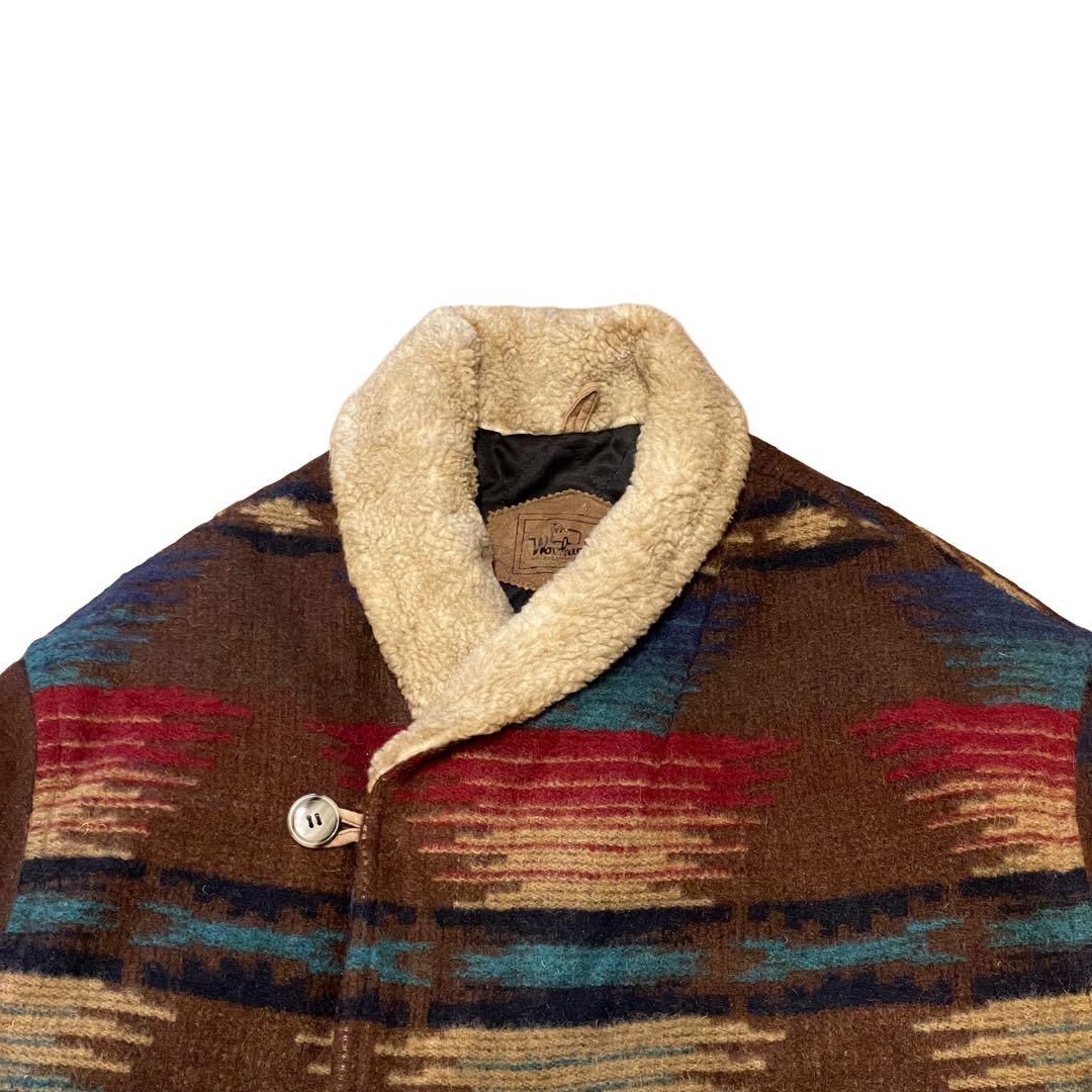 【L】80s USA製 ウールリッチ ネイティブ パターン ウール コート