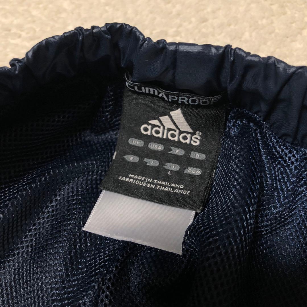美品　adidas ウインドブレーカー上下　ネイビー　光沢シルバーライン　高配色