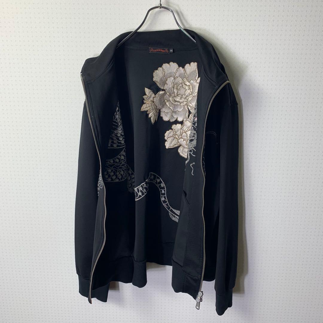 00s y2k satori トラックジャケット XXL ブラック 龍和柄刺繍