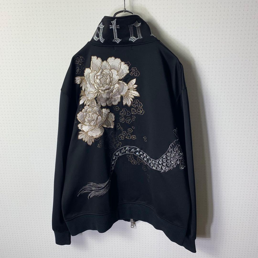 00s y2k satori トラックジャケット XXL ブラック 龍和柄刺繍