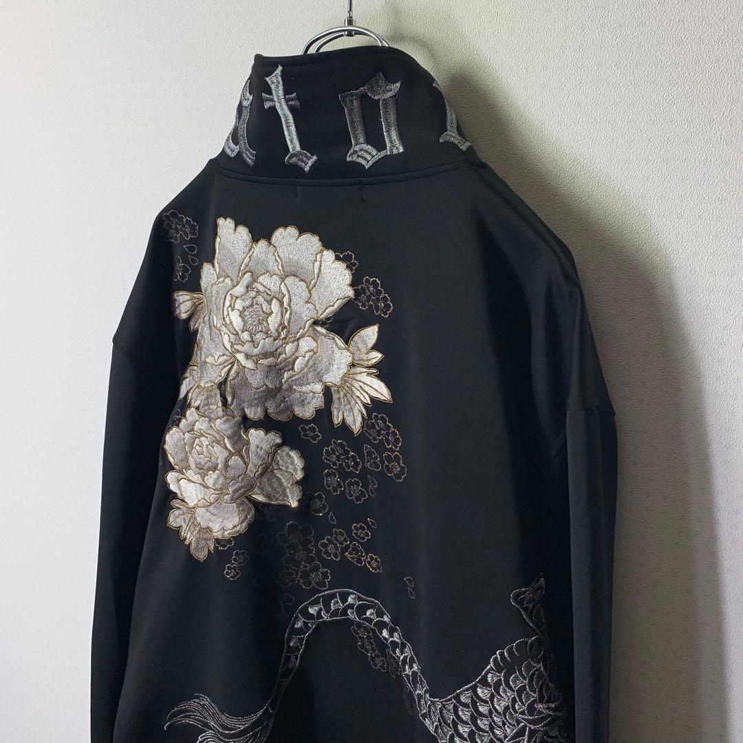 00s y2k satori トラックジャケット XXL ブラック 龍和柄刺繍