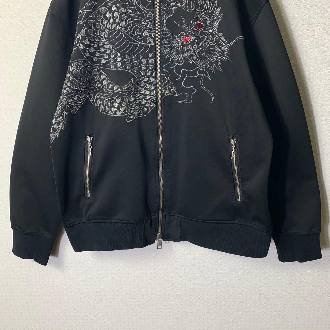 00s y2k satori トラックジャケット XXL ブラック 龍和柄刺繍